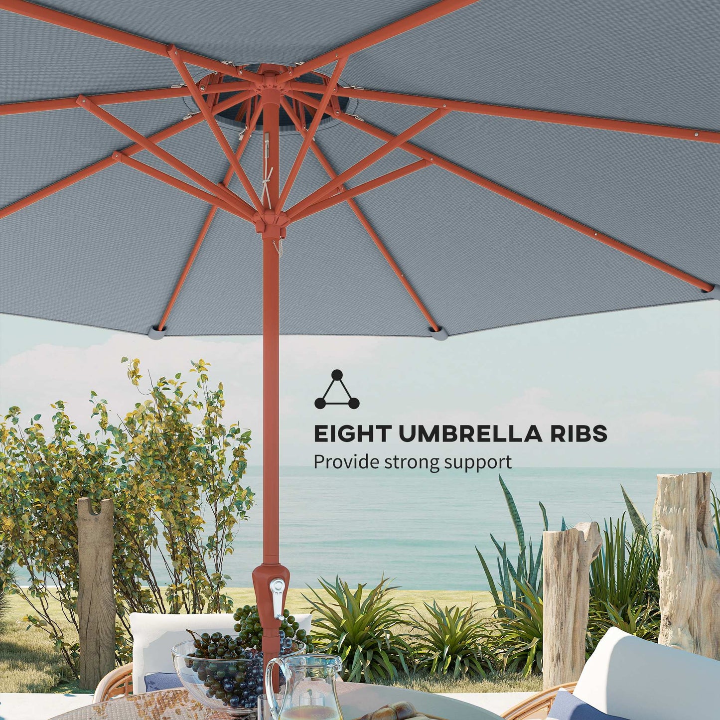 Patio Umbrella with Crank, Double Top Outdoor Market Table Umbrella for Garden, Patio,104'' x 104'', Light Grey