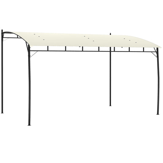 3 x 4m Pergola, Lean to Garden Gazebo with UV-Resistant Canopy and Metal Frame, Outdoor Sun Shade Shelter for Porch, Patio, Deck, Cream White