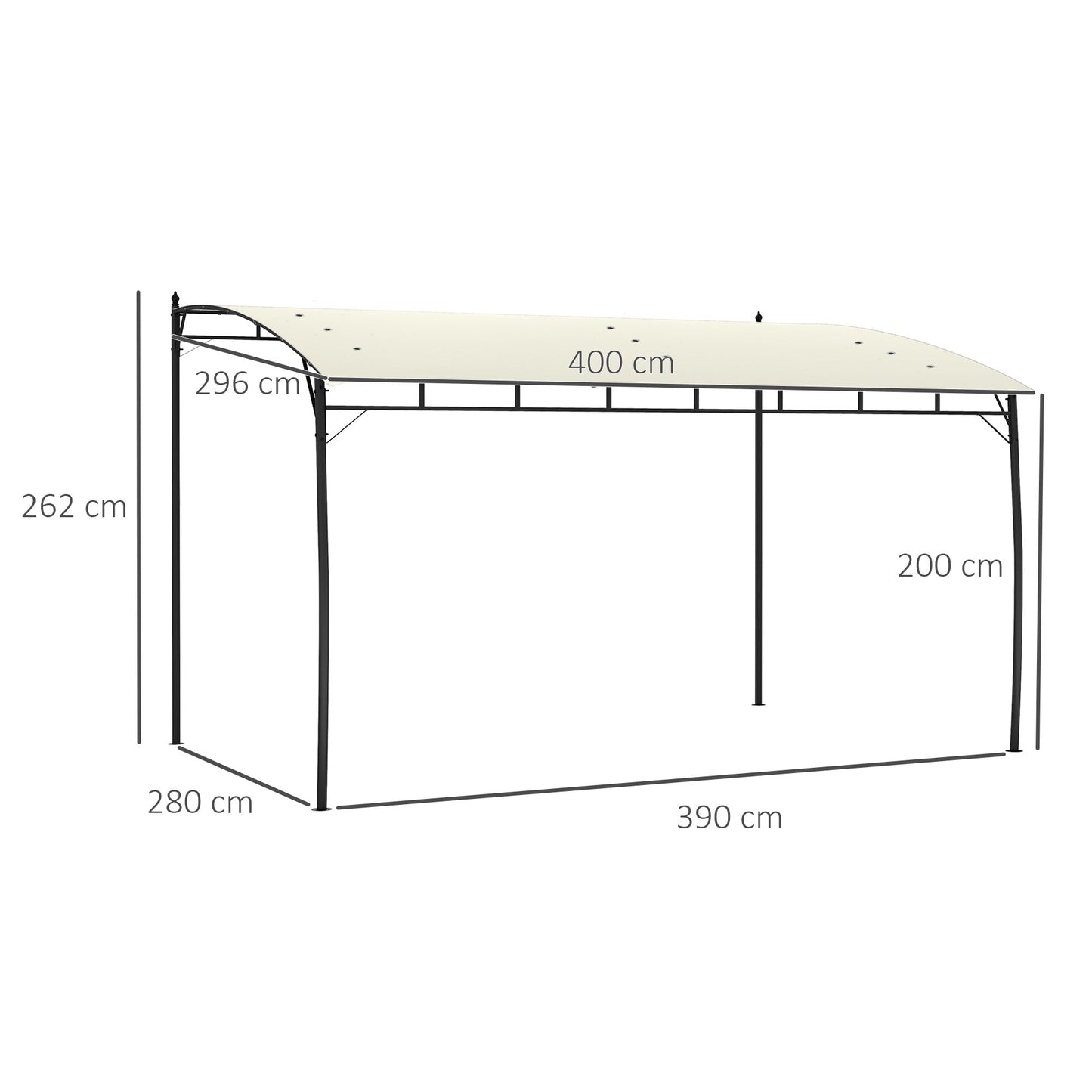 3 x 4m Pergola, Lean to Garden Gazebo with UV-Resistant Canopy and Metal Frame, Outdoor Sun Shade Shelter for Porch, Patio, Deck, Cream White