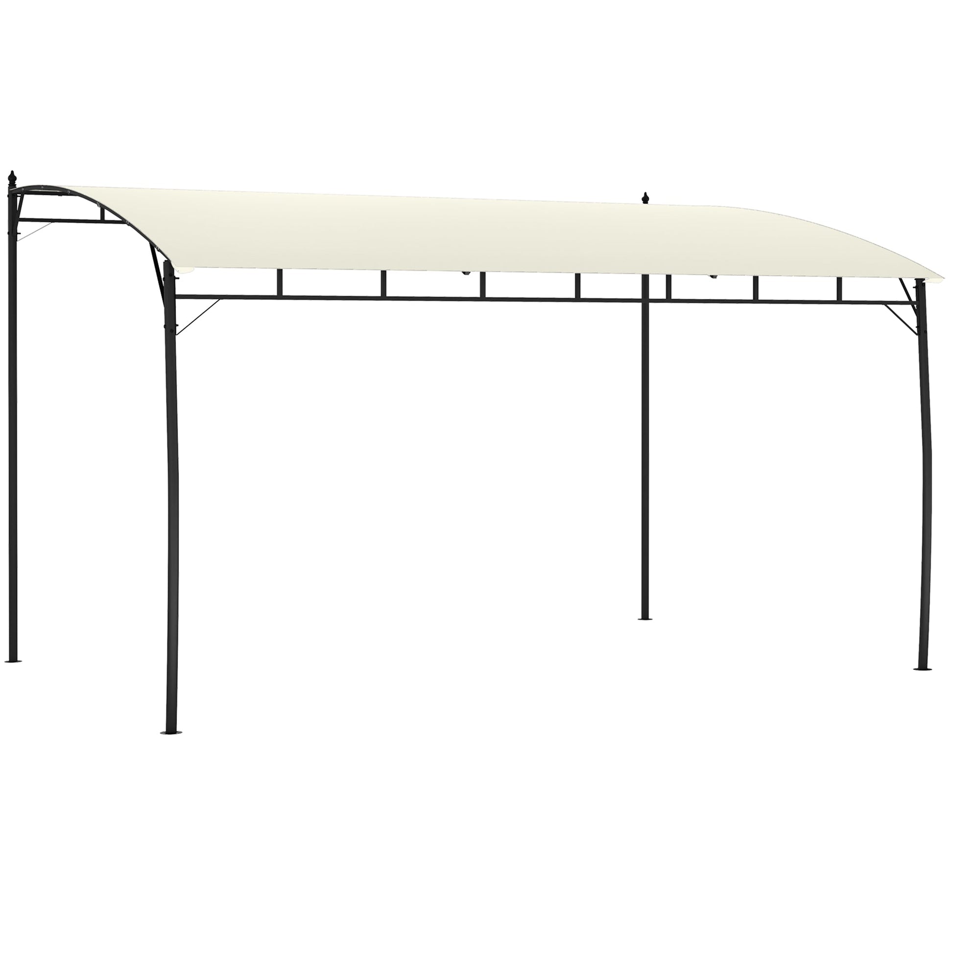 3 x 4m Pergola, Lean to Garden Gazebo with UV-Resistant Canopy and Metal Frame, Outdoor Sun Shade Shelter for Porch, Patio, Deck, Cream White