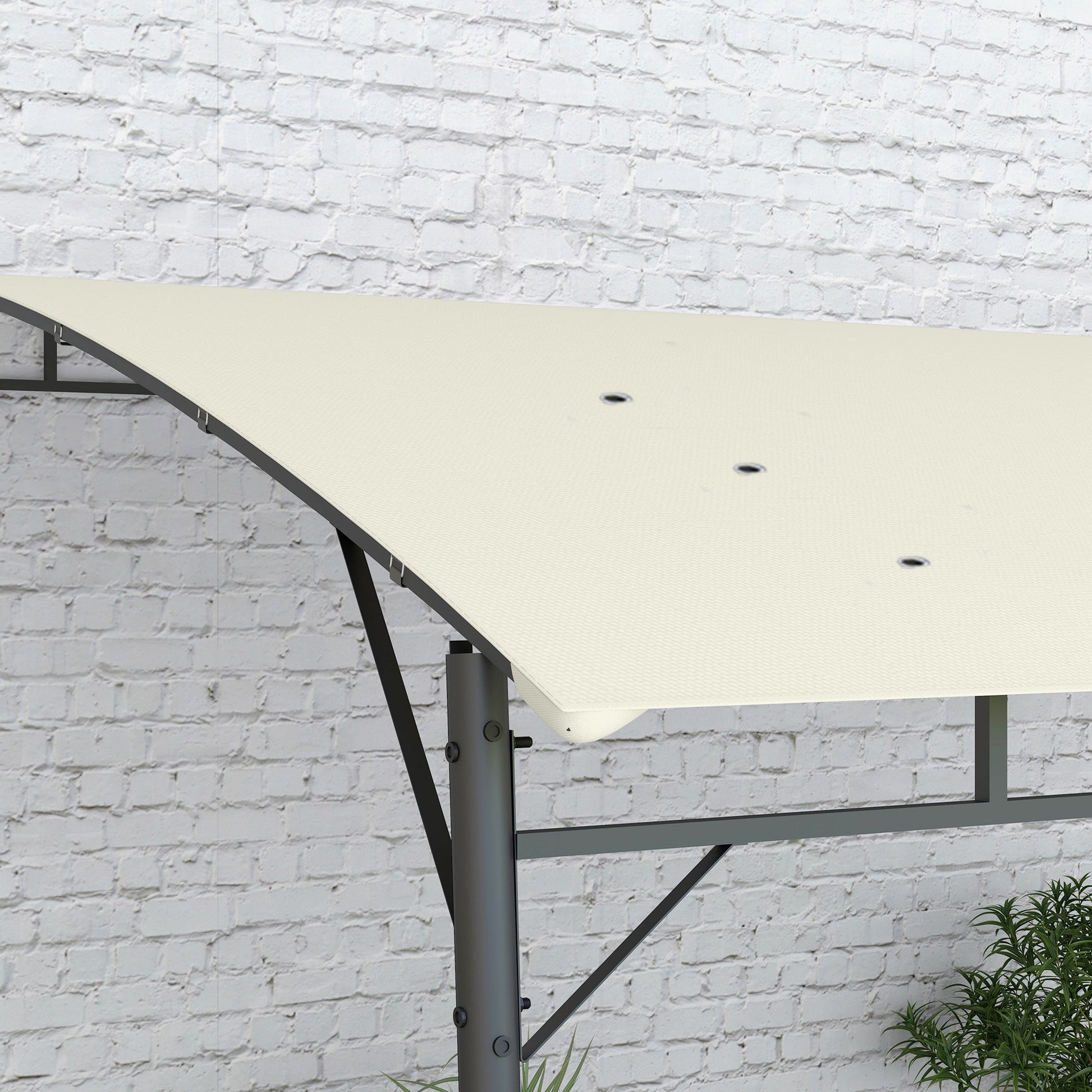 3 x 4m Pergola, Lean to Garden Gazebo with UV-Resistant Canopy and Metal Frame, Outdoor Sun Shade Shelter for Porch, Patio, Deck, Cream White