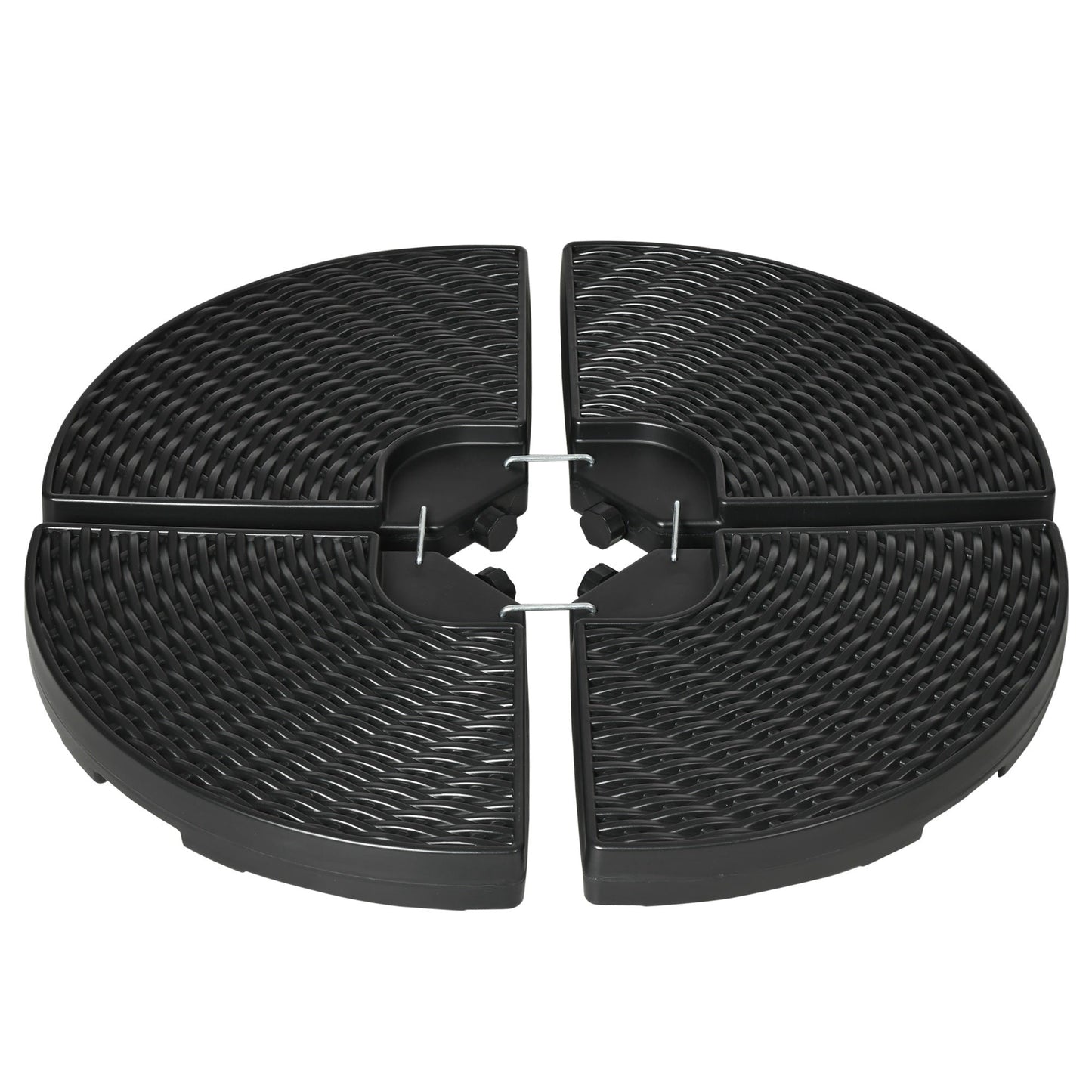 4PCs Parasol Bases, Patio Umbrella Weights for Parasol, Wicker Effect HDPE Water and Sand Filled Garden Umbrella Base with Built-in Handles, Black
