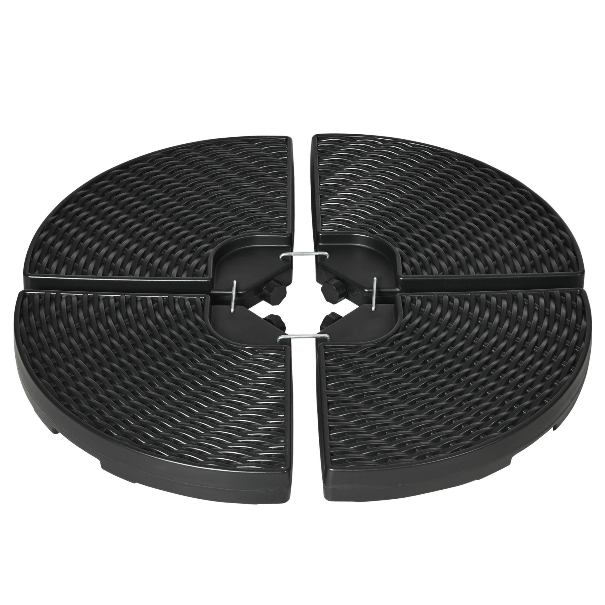 4PCs Parasol Bases, Patio Umbrella Weights for Parasol, Wicker Effect HDPE Water and Sand Filled Garden Umbrella Base with Built-in Handles, Black