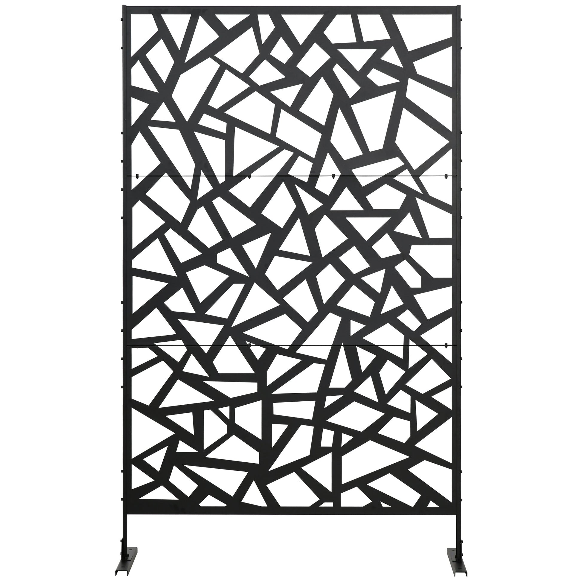 Decorative Garden Privacy Screen with Stand, 6.5FT Freestanding Metal Outdoor Divider, Decorative Privacy Panel with Expansion Screws for Garden Pool Hot Tub, Irregular Figure Style, Black