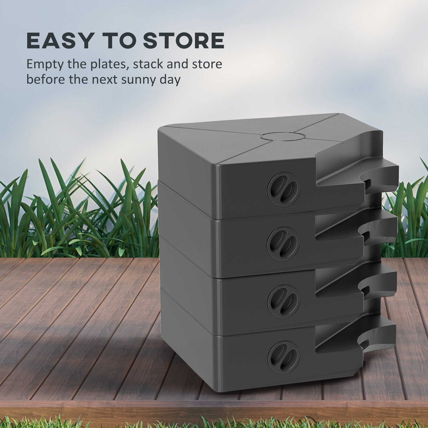Umbrella Weights for Cantilever Parasols, Set of 4 Heavy Duty Parasol Base Weights, 64kg Sand or 55kg Water Filled, Black