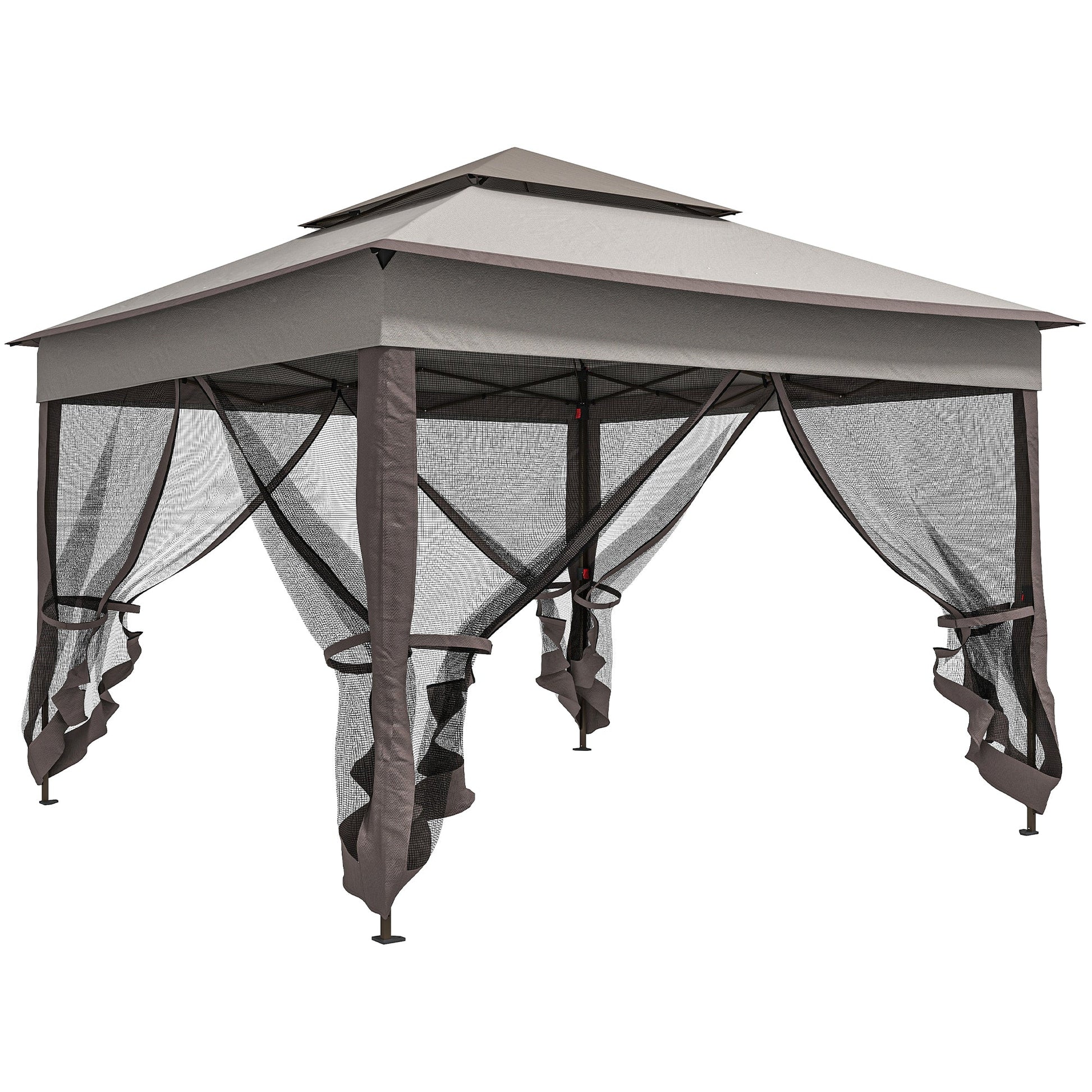 3 x 3(m) Pop Up Gazebo, Marquee Party Tent with Double Tier Roof, Netting and Carry Bag, Event Shelter for Outdoor Patio, Light Grey