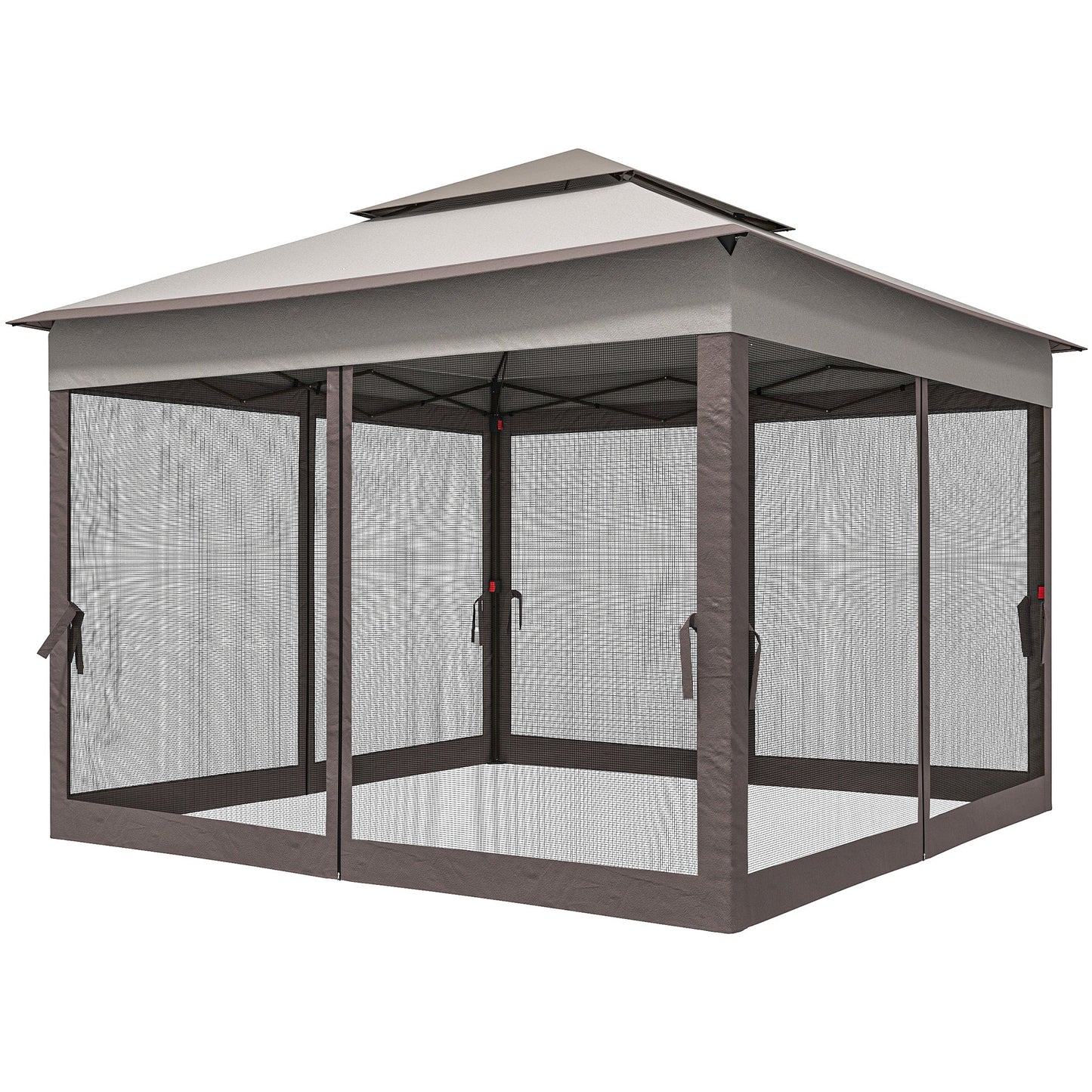 3 x 3(m) Pop Up Gazebo, Marquee Party Tent with Double Tier Roof, Netting and Carry Bag, Event Shelter for Outdoor Patio, Light Grey