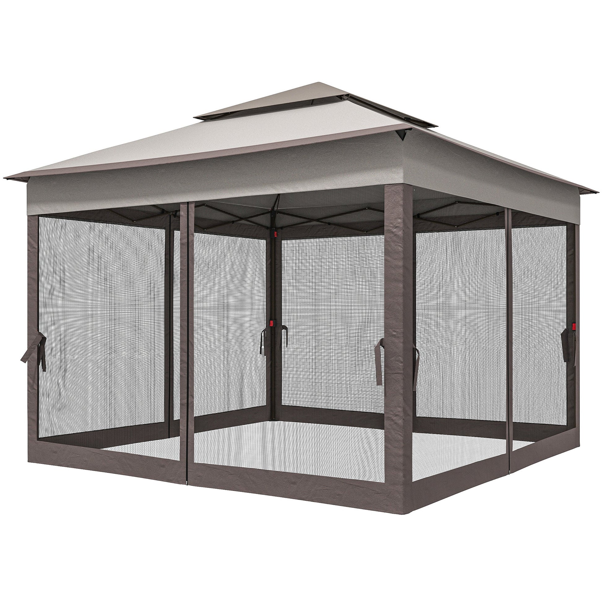 3 x 3(m) Pop Up Gazebo, Marquee Party Tent with Double Tier Roof, Netting and Carry Bag, Event Shelter for Outdoor Patio, Light Grey