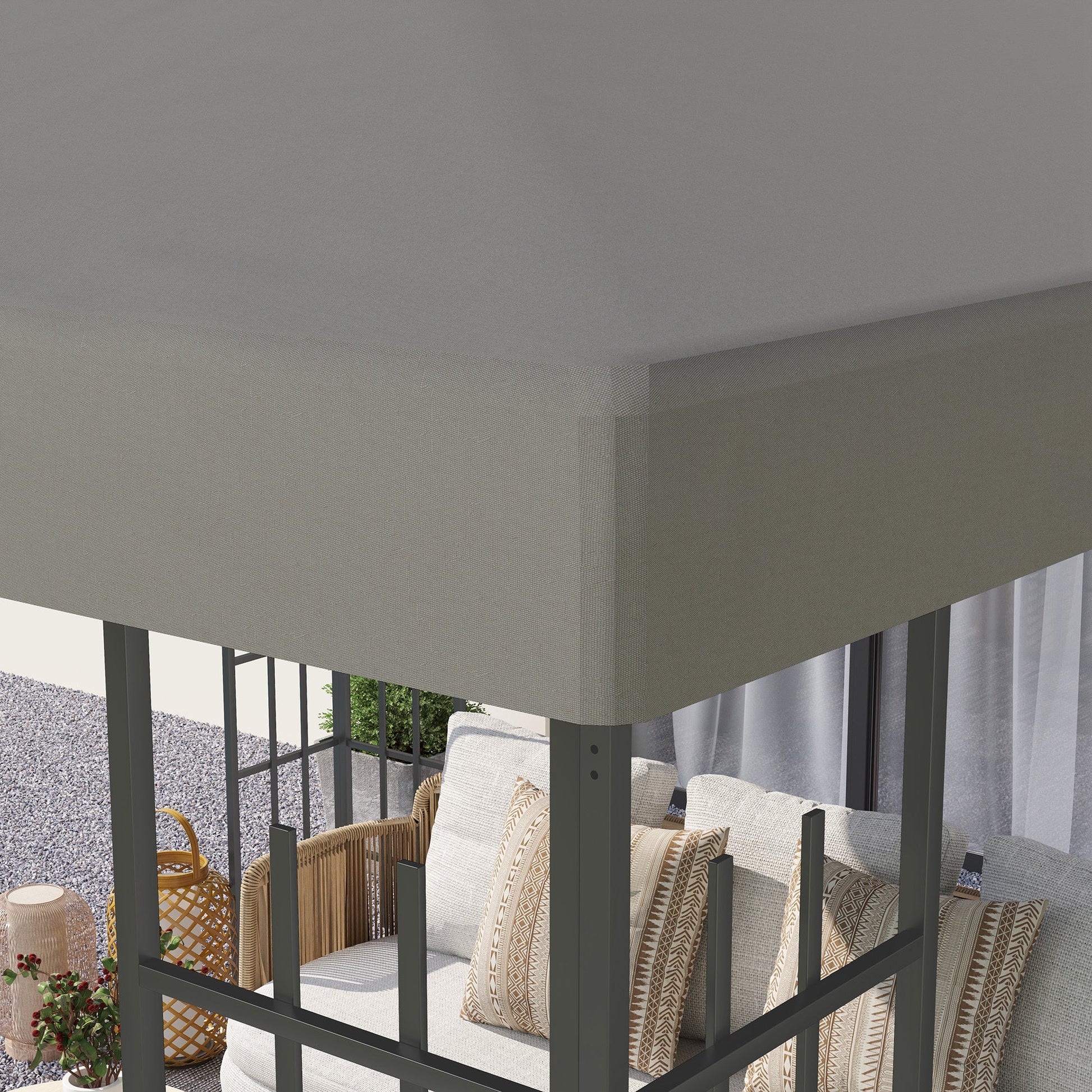 3 x 3(m) Gazebo Canopy Replacement Cover, Garden Gazebo Roof Replacement with Drain Holes, Water Resistant PVC Coating, 370g/㎡, UPF30+, TOP COVER ONLY, Grey