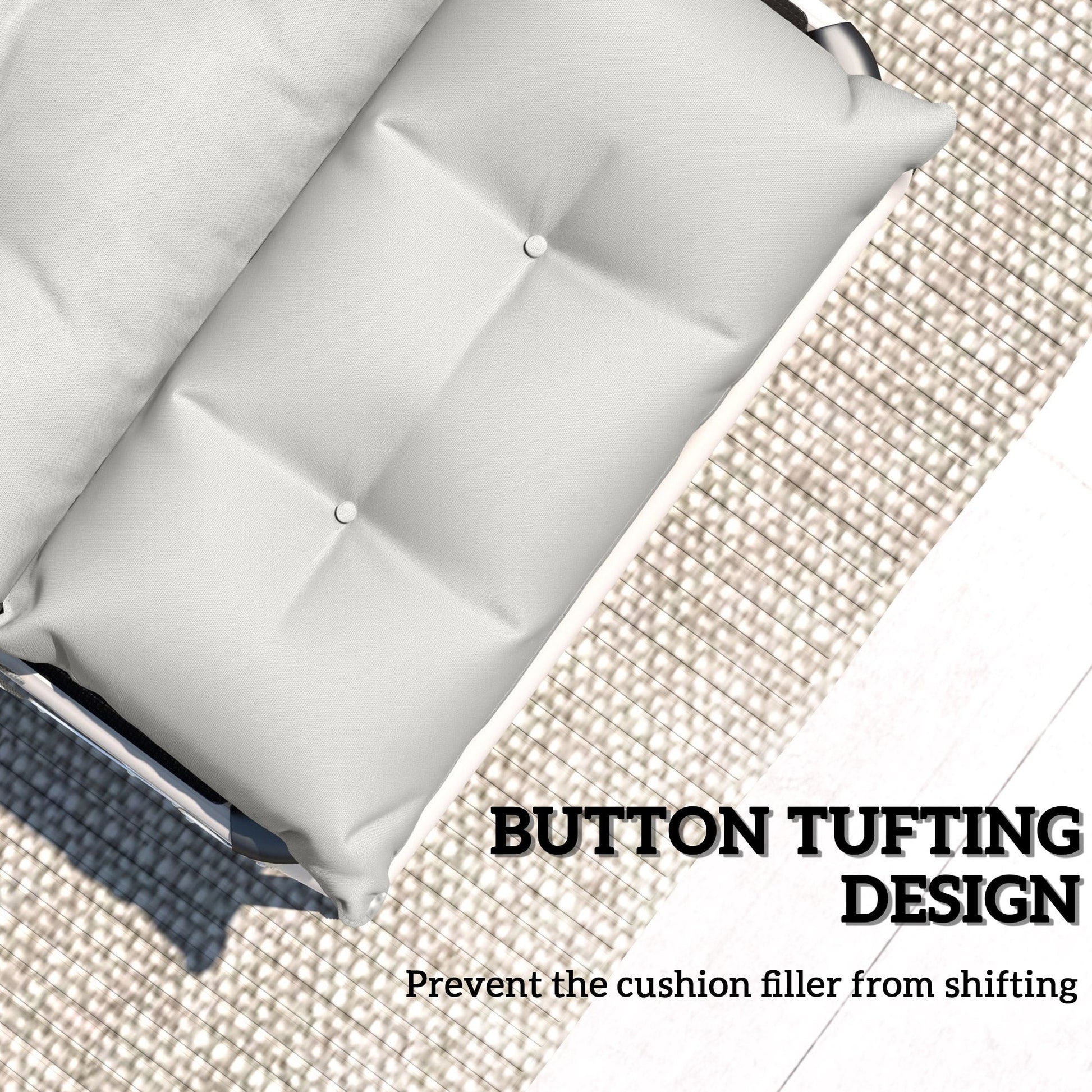 Sun Lounger Cushions Only, 190x56x10cm Garden Lounge Chair Cushions Set of 2, UPF20+ 220gsm Fabric, Thick Sunbed Replacement Pads with 6 Ties, Light Grey