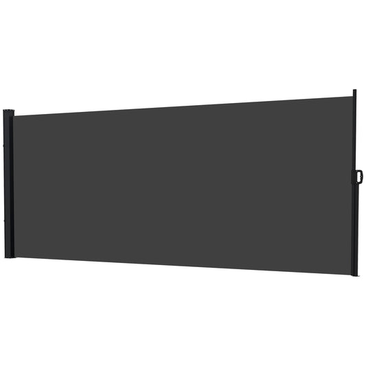 Retractable Side Awning, Garden Privacy Screen Divider, Full Cassette Wind Breaker for Hot Tub, Balcony, Terrace, Pool, 400 x 160cm, Black