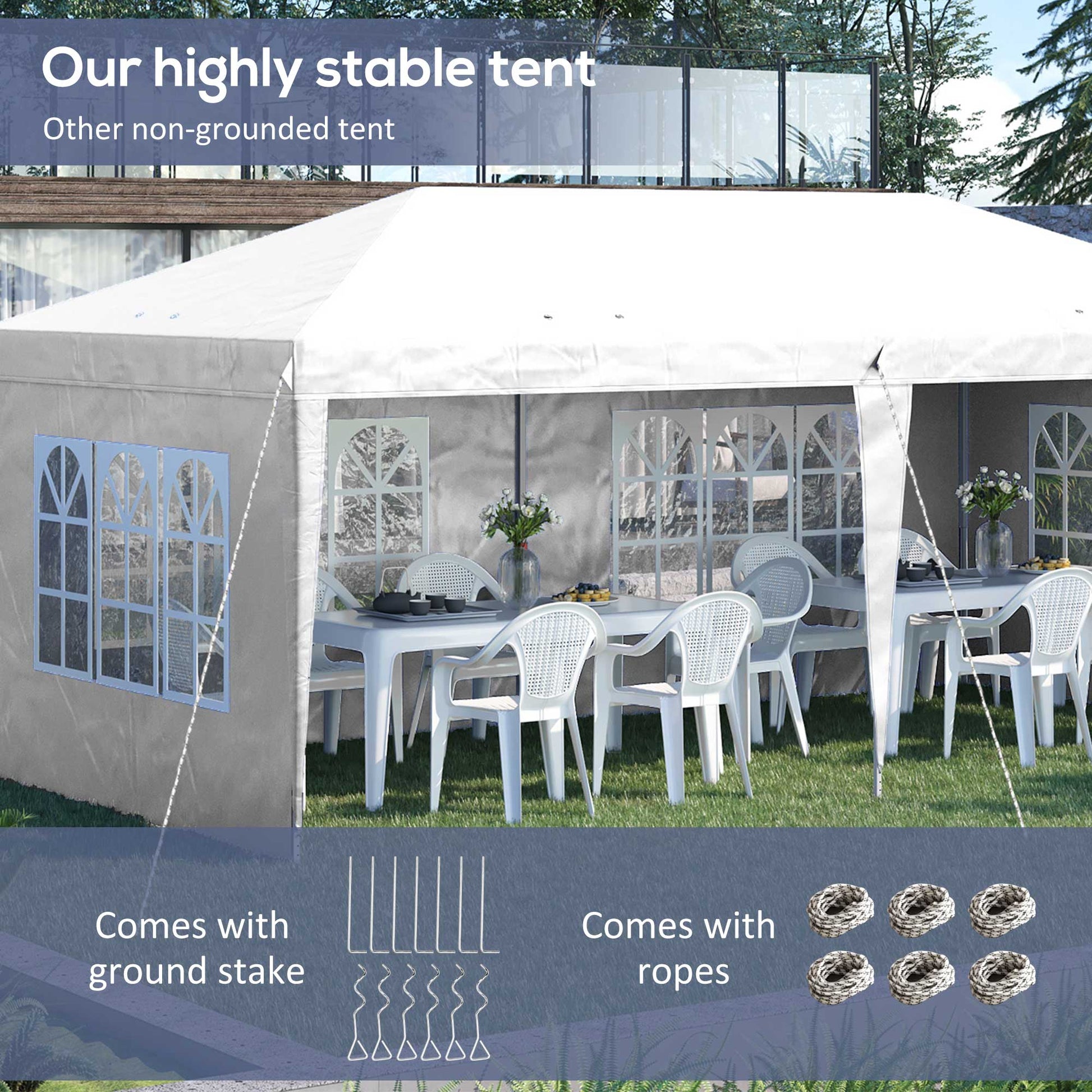 3 x 6m Garden Pop Up Gazebo, Height Adjustable Marquee Party Tent with Sidewalls, Storage Bag, White