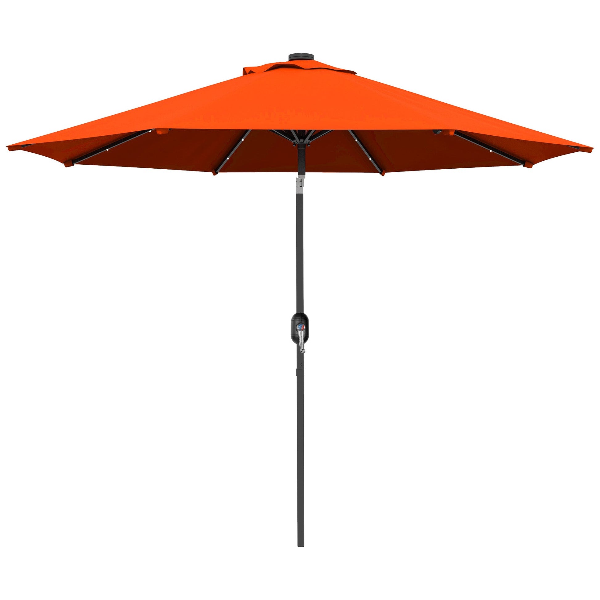 2.7m Patio Garden Umbrella Outdoor Parasol with Tilt Crank and 24 LEDs Lights (Orange)