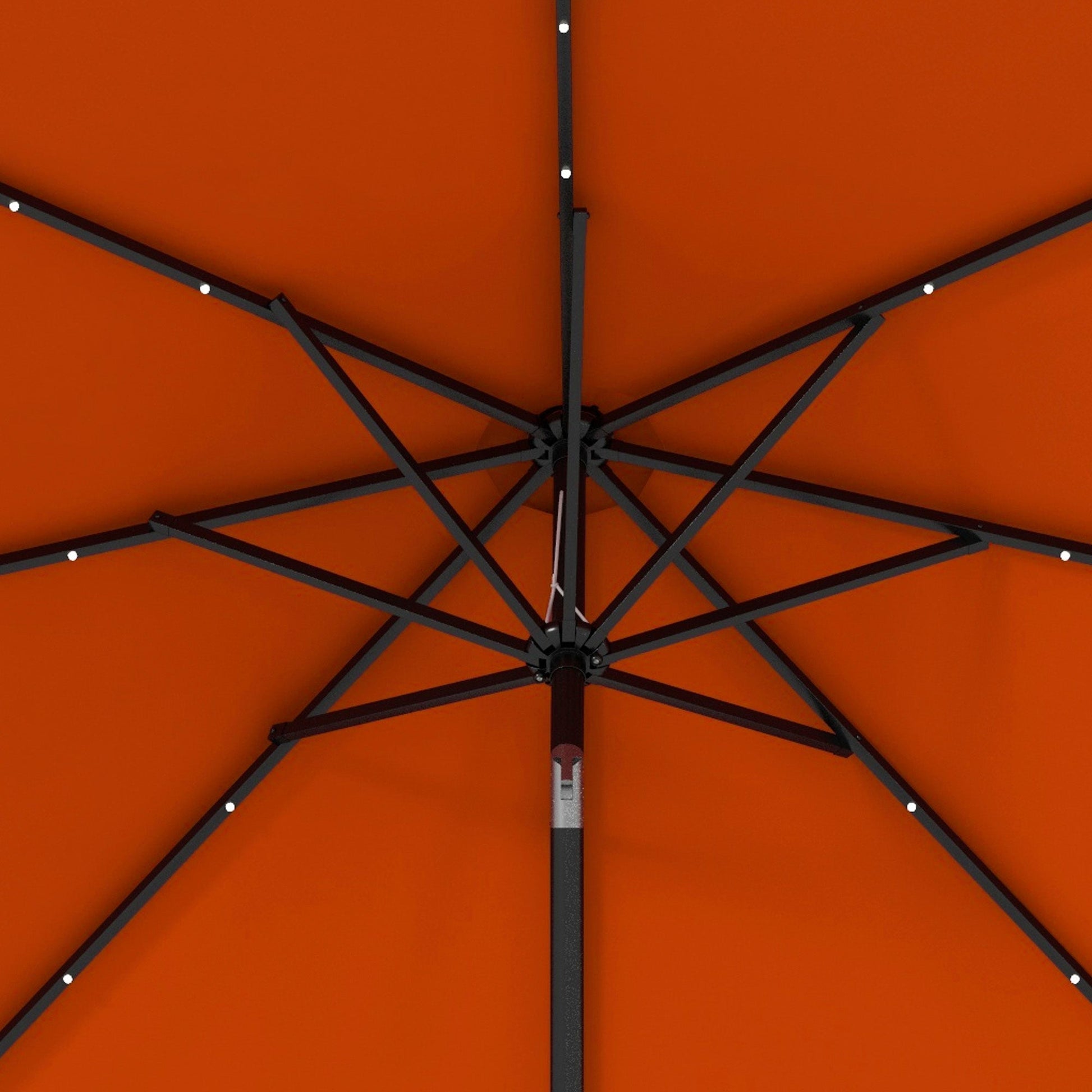 2.7m Patio Garden Umbrella Outdoor Parasol with Tilt Crank and 24 LEDs Lights (Orange)