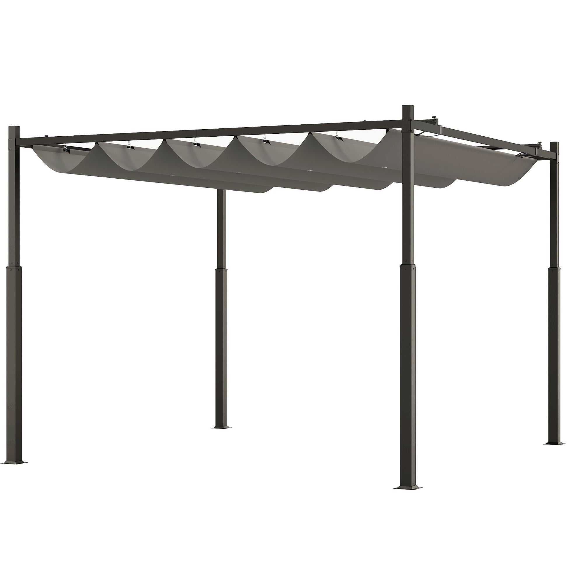 3 x 3(m) Metal Pergola with Retractable Roof and Magnetic Fixture, Outdoor Gazebo Garden Pergola Kit Sun Shade Canopy, UPF30+, 80mm Metal Column, Grey