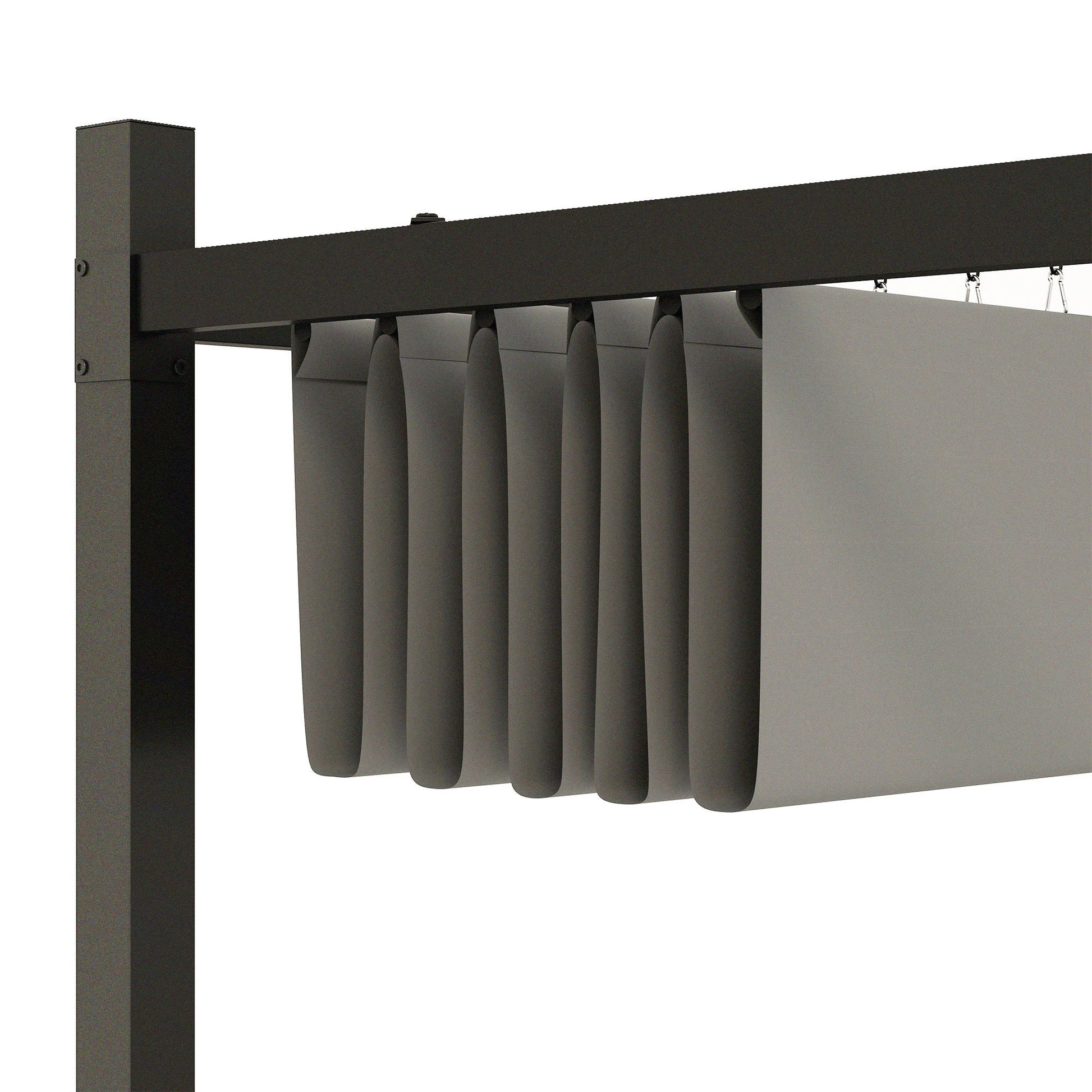 3 x 3(m) Metal Pergola with Retractable Roof and Magnetic Fixture, Outdoor Gazebo Garden Pergola Kit Sun Shade Canopy, UPF30+, 80mm Metal Column, Grey
