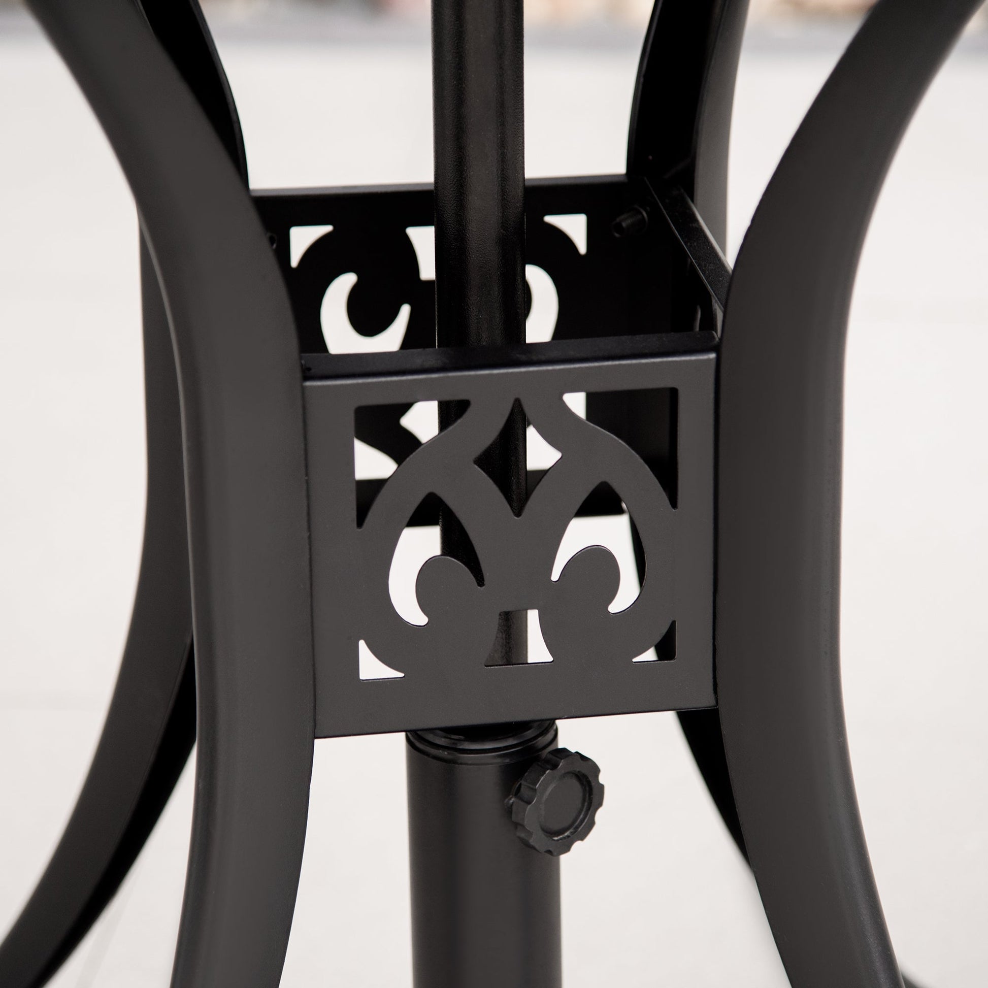 78 cm Round Garden Dining Table with Parasol Hole Antique Cast Aluminium Outdoor Table Only, Black