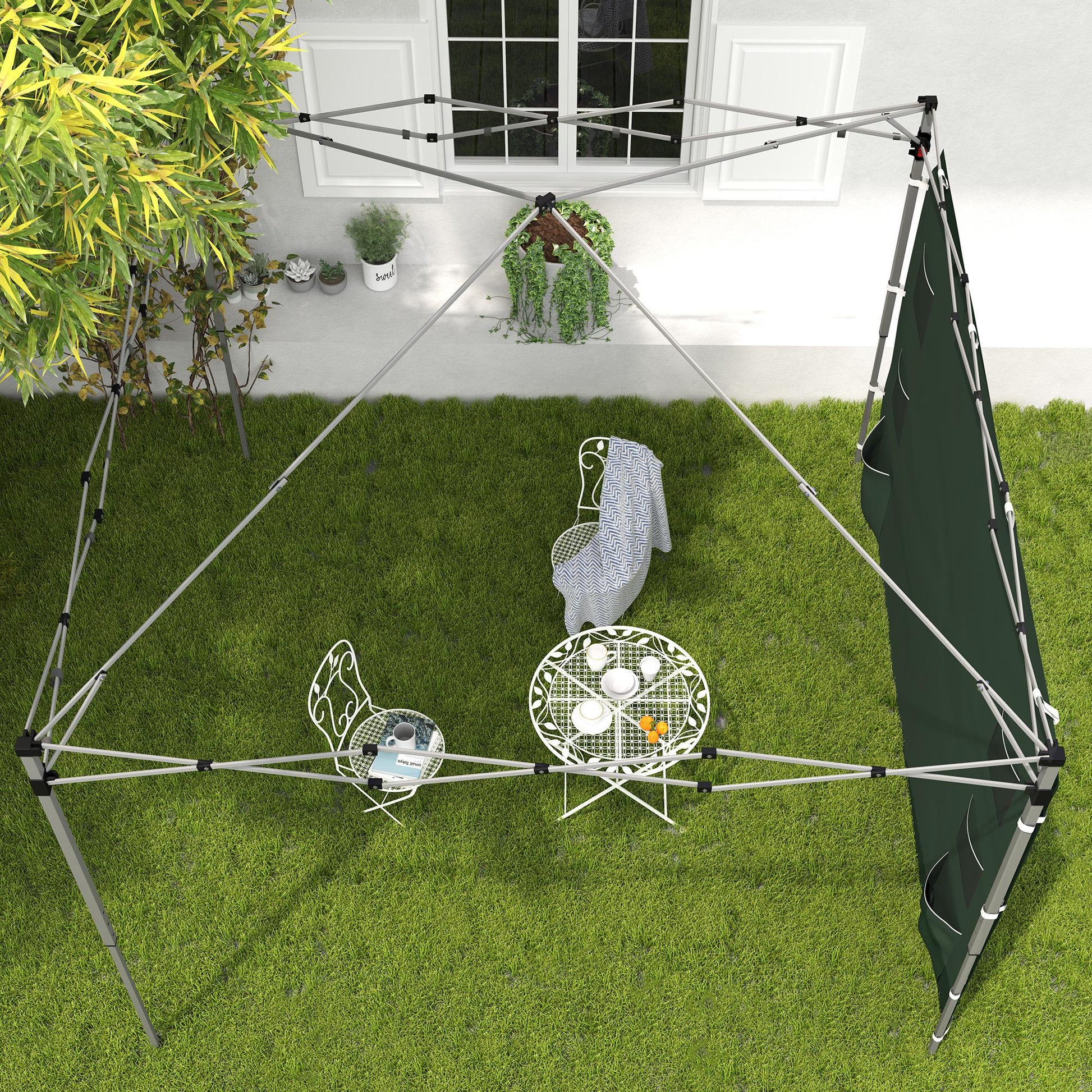 Gazebo Side Panel, Canopy Sidewall Panel with 4 Mesh Bags and 2 Storage Pockets for 3 x 3 m Straight Leg Pop Up Gazebos, 1 Pack Sidewall Only, Green