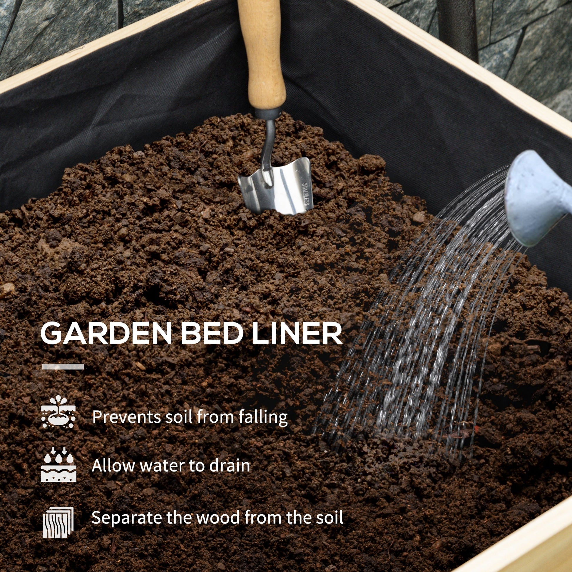Wooden Raised Planter with Plastic Greenhouse Cover and Bed Liner, Elevated Garden Bed for Vegetables, Flowers, Herbs, 115 x 60 x 165cm, Clear