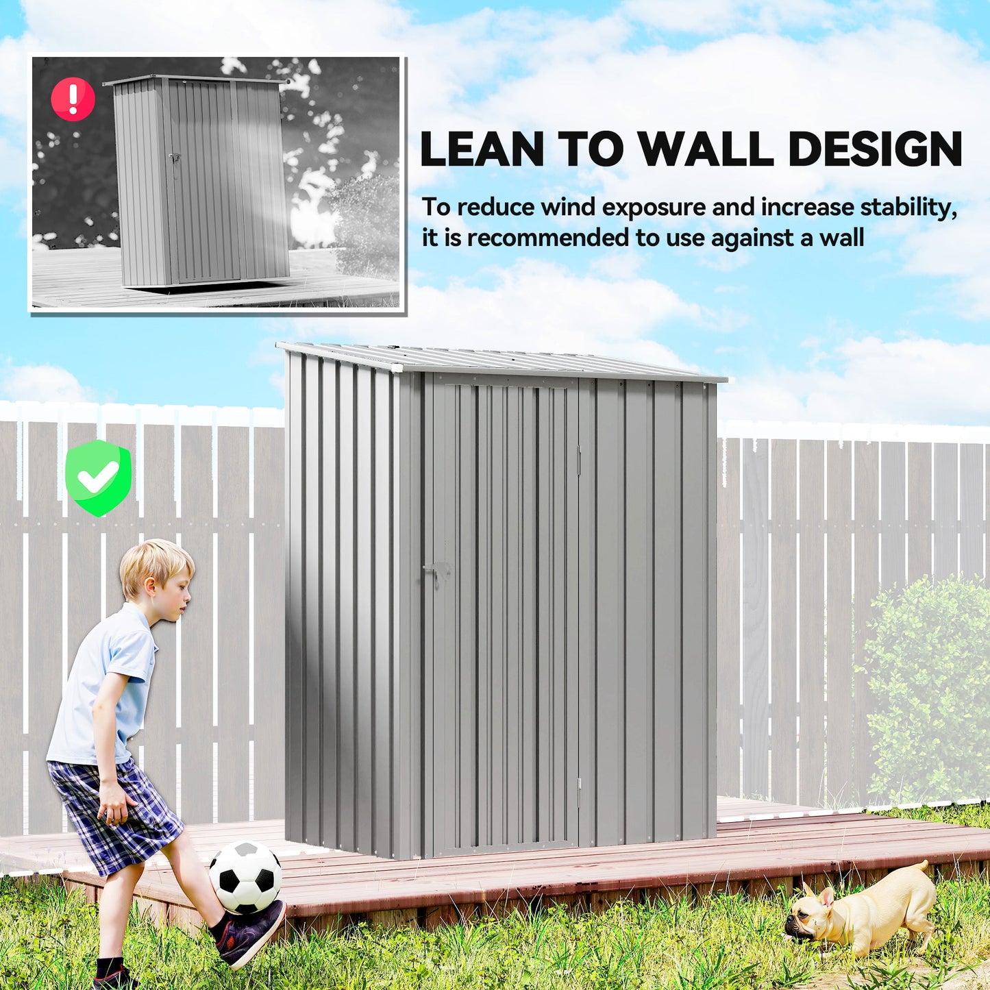 5ft x 3ft Garden Storage Shed, Outdoor Metal Shed with Sloped Roof, Lockable Door for Tools, Equipment, Aluminium Grey
