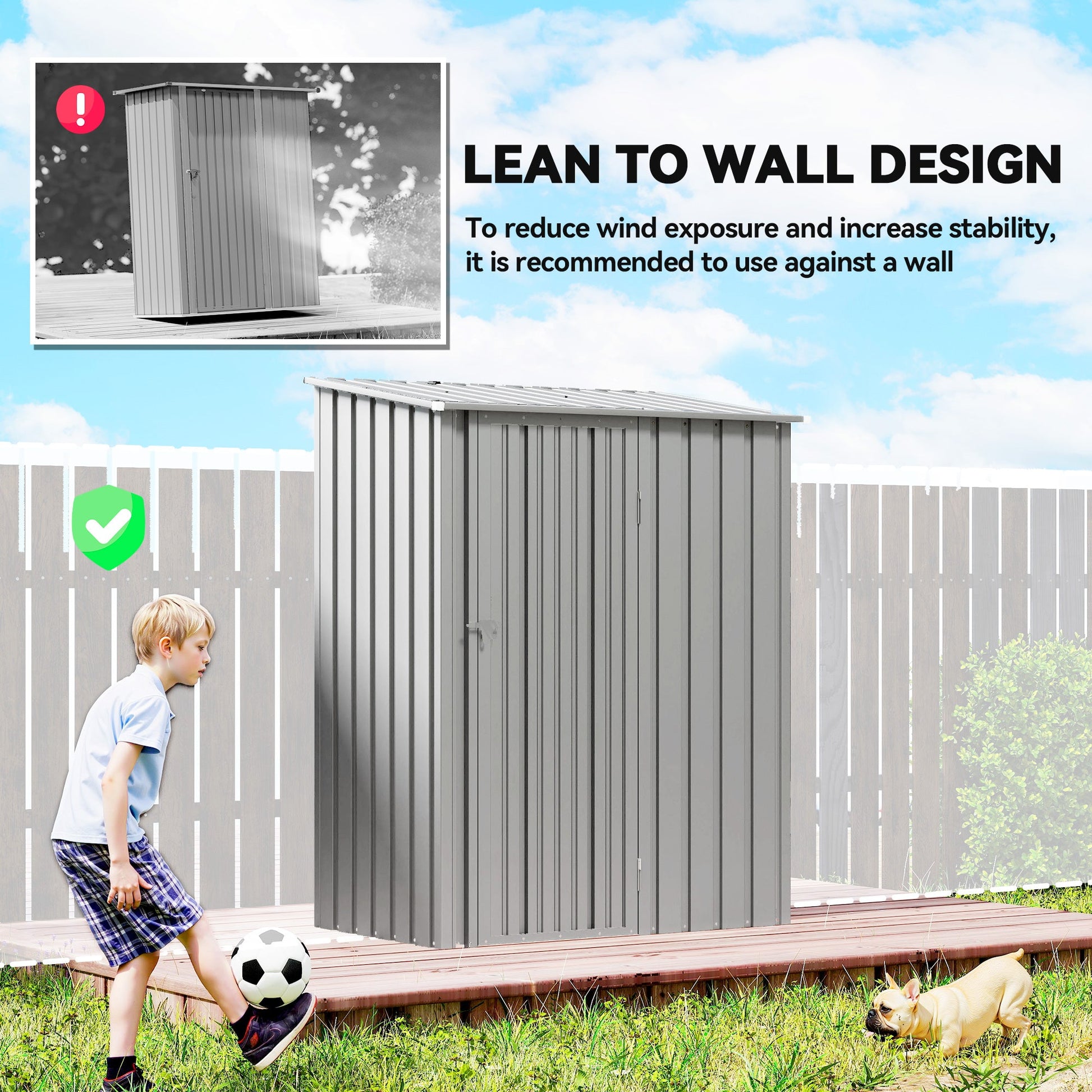 5ft x 3ft Garden Storage Shed, Outdoor Metal Shed with Sloped Roof, Lockable Door for Tools, Equipment, Aluminium Grey