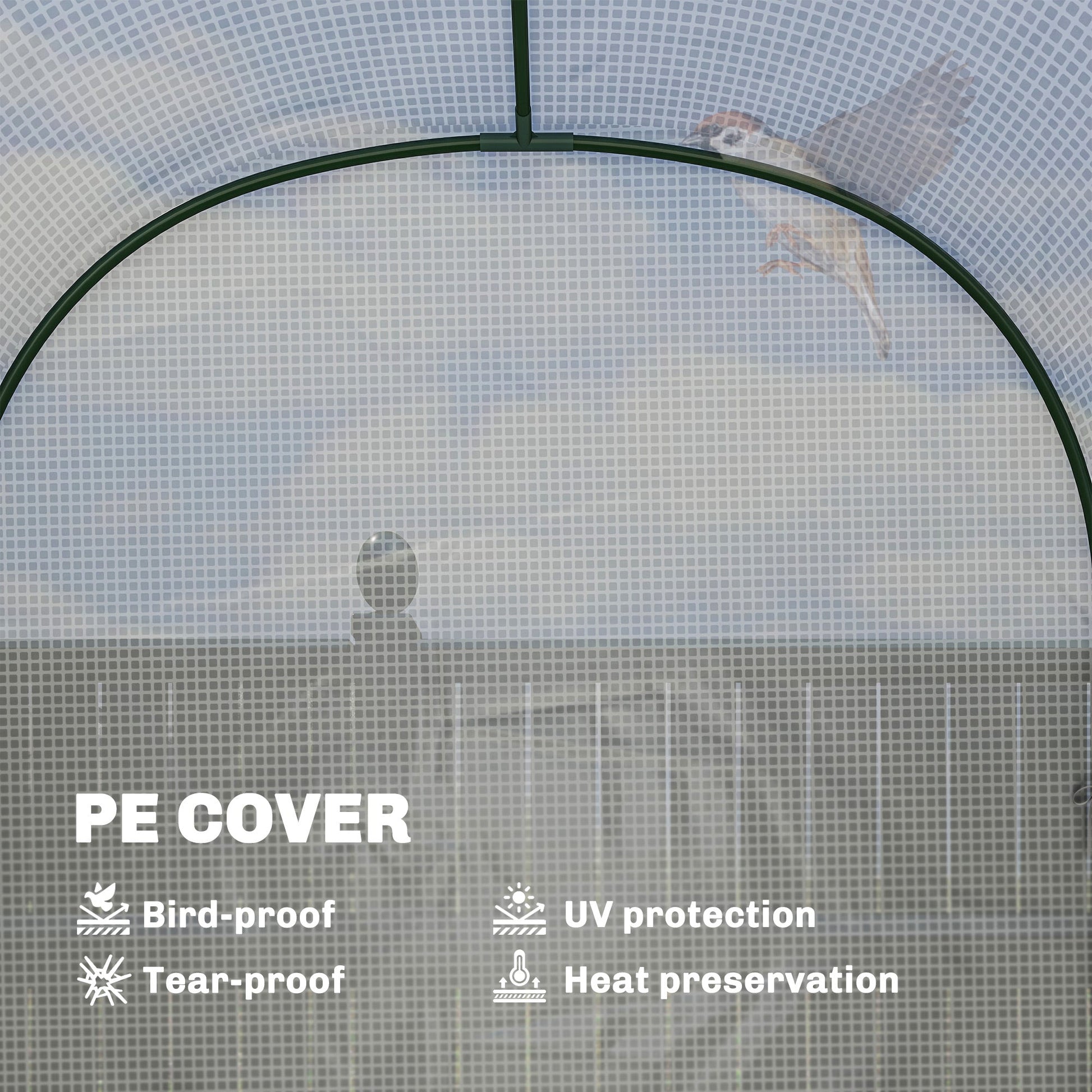 Walk-in Greenhouse with Shelves, Small Greenhouse with Roll-up Door, Garden Plant Growhouse with PE Cover, 123 x 187 x 189 cm, White