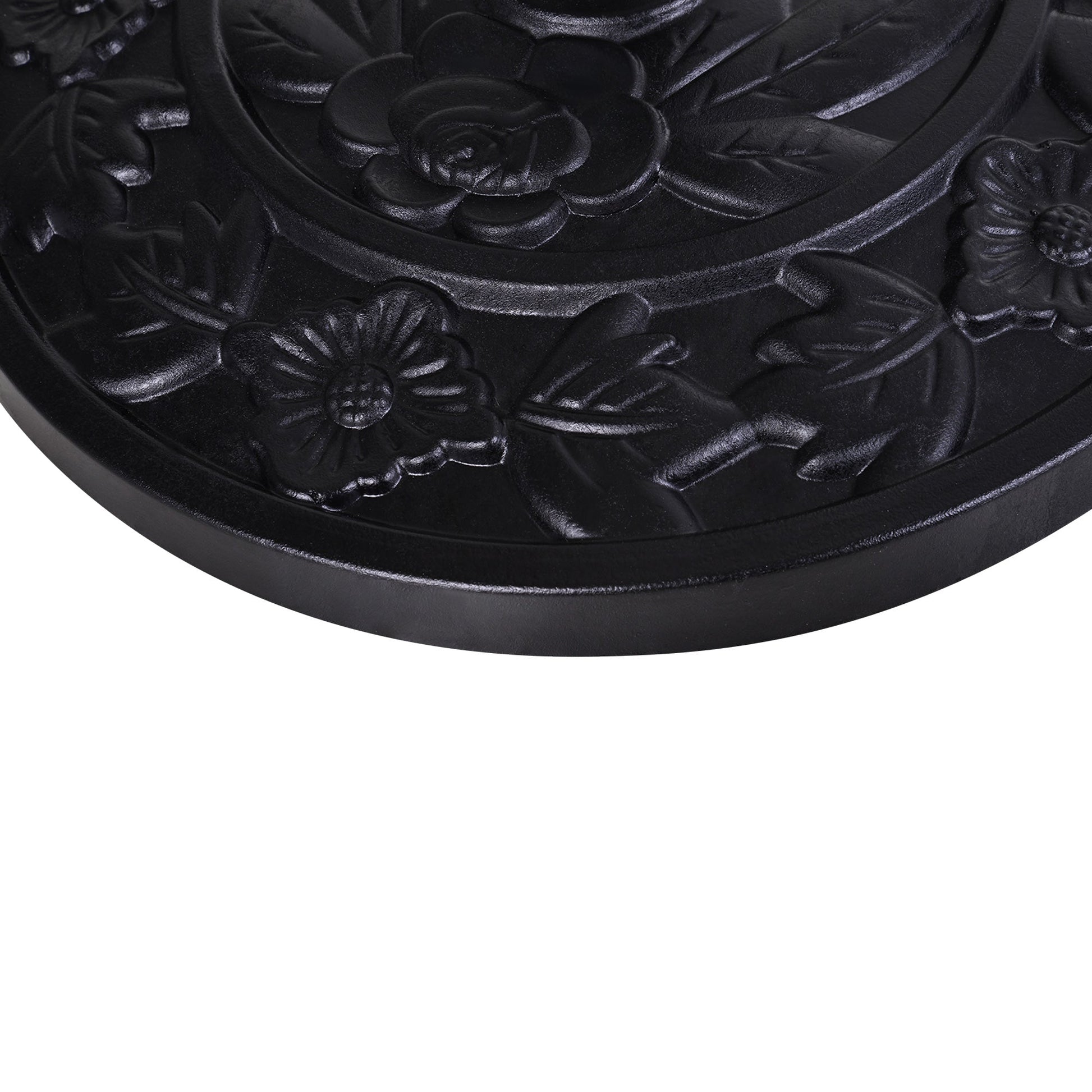 9kg Resin Parasol Base, Half Round Umbrella Stand with Floral Design for Garden, Outdoor, Suitable Umbrella Rod: Φ3.8cm, Φ4.8cm, Black