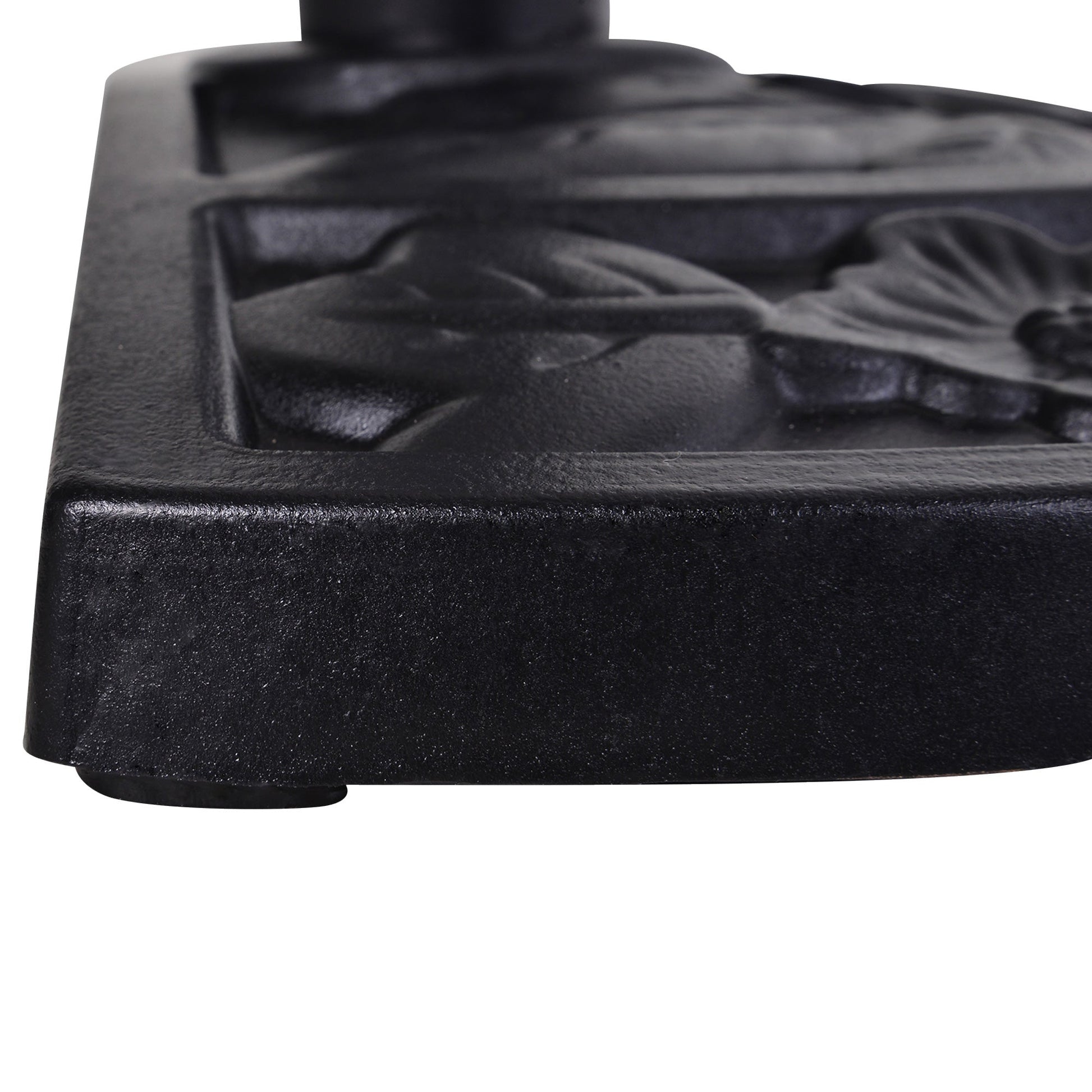 9kg Resin Parasol Base, Half Round Umbrella Stand with Floral Design for Garden, Outdoor, Suitable Umbrella Rod: Φ3.8cm, Φ4.8cm, Black
