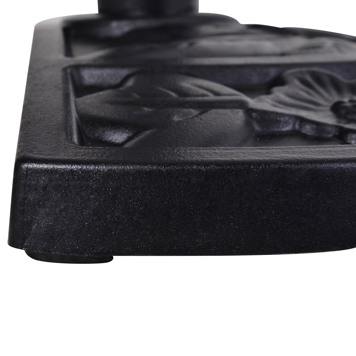 9kg Resin Parasol Base, Half Round Umbrella Stand with Floral Design for Garden, Outdoor, Suitable Umbrella Rod: Φ3.8cm, Φ4.8cm, Black